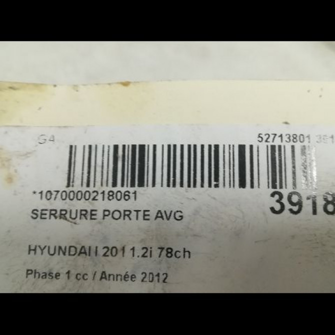 Serrure porte avg occasion HYUNDAI I 20 I Phase 1 04-2009->06-2012 1.2i 78ch 813101J020 4