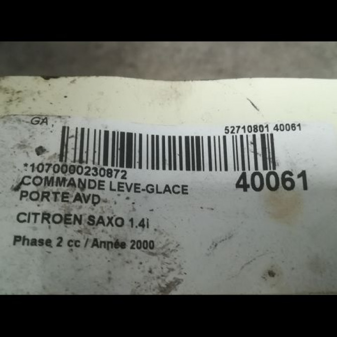 Commande lève-glace porte avant droite occasion CITROEN SAXO Phase 2 09-1999->12-2004 1.4i 6552R4 3