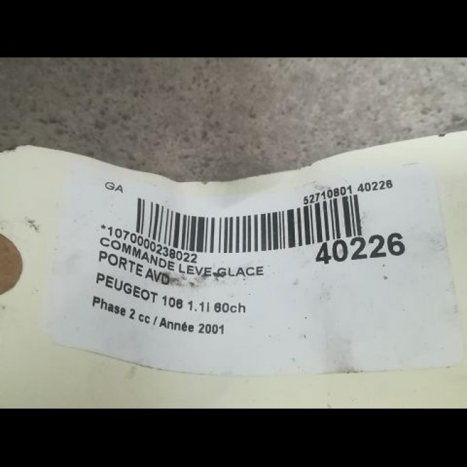 Commande lève-glace porte avant droite occasion PEUGEOT 106 Phase 2 04-1996->09-2003 1.1i 60ch 6552R4 3