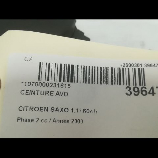 Ceinture avant droite occasion CITROEN SAXO Phase 2 09-1999->12-2004 1.1i 60ch 8973Y2 4