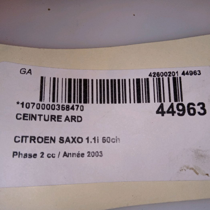 Ceinture arrière droite occasion CITROEN SAXO Phase 2 09-1999->12-2004 1.1i 60ch 8973XS 4