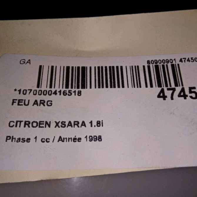 Feu arrière gauche occasion CITROEN XSARA Phase 1 02-1998->09-2000 1.8i 6350J5 5