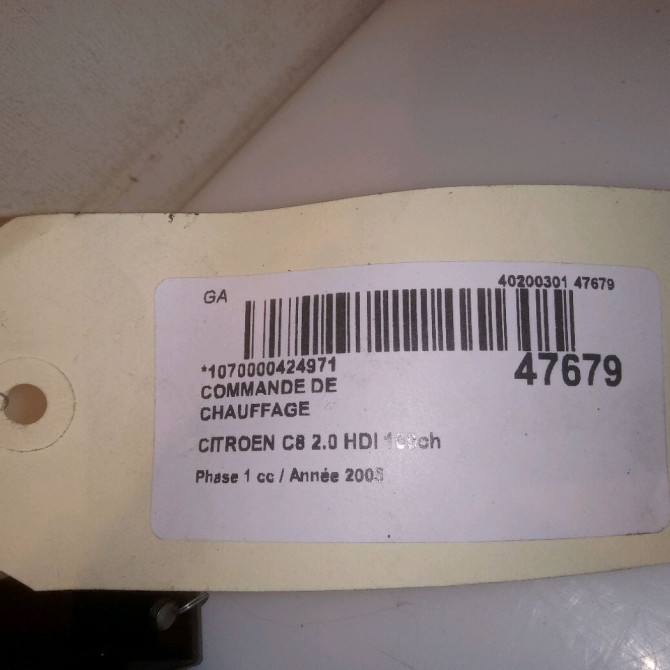 Commande de chauffage occasion CITROEN C8 Phase 1 06-2002->... 2.0 HDI 109ch 4