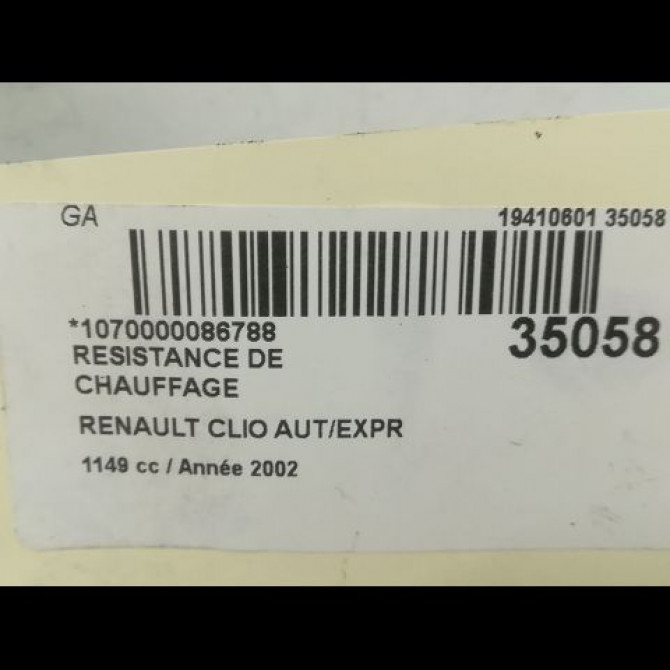 Resistance de chauffage occasion RENAULT CLIO II Phase 2 06-2001->07-2006 1.2 7701050900 4