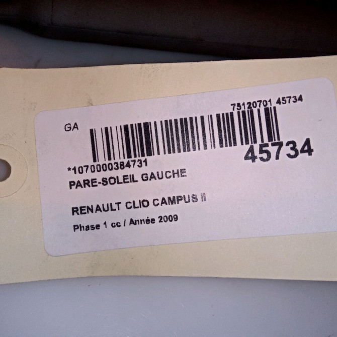 Pare-soleil gauche occasion RENAULT CLIO CAMPUS II Phase 1 07-2006->07-2009 1.5 DCI 65ch 3