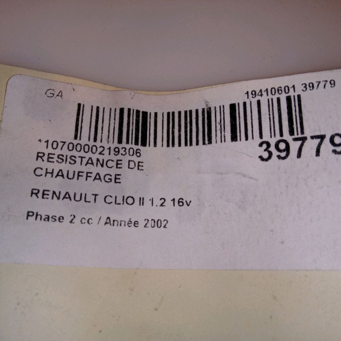 Resistance de chauffage occasion RENAULT CLIO II Phase 2 06-2001->07-2006 1.2 16v 7701050900 4