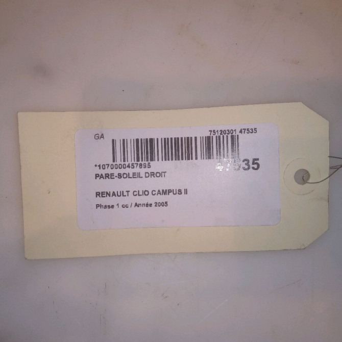 Pare-soleil droit occasion RENAULT CLIO CAMPUS II Phase 1 07-2006->07-2009 1.2i 4