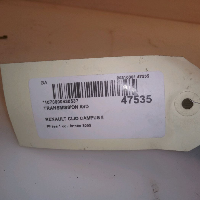 Transmission avant droite occasion RENAULT CLIO CAMPUS II Phase 1 07-2006->07-2009 1.2i 391004165R 5