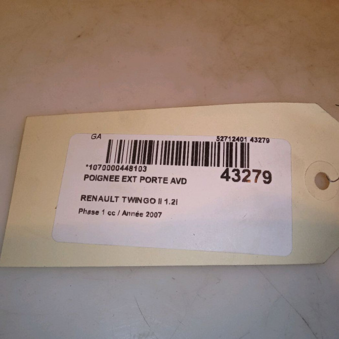 Poignee ext porte avd occasion RENAULT TWINGO II Phase 1 06-2007->11-2011 1.2i 60ch 8200385179 4