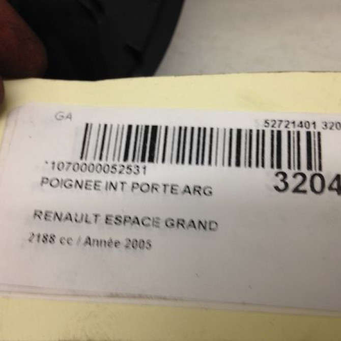 Poignee int porte arg occasion RENAULT ESPACE IV Phase 1 09-2002->03-2006 2.2 DCI 8200000723 3
