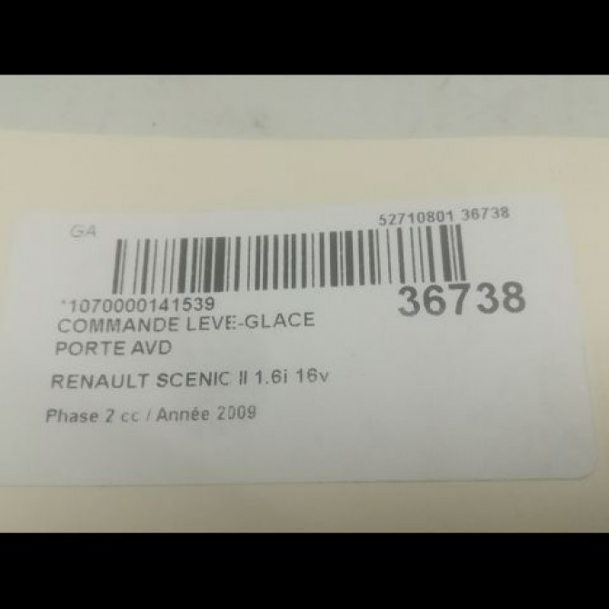 Commande lève-glace porte avant droite occasion RENAULT SCENIC II Phase 2 09-2006->04-2009 1.6i 16v 8200220511 3