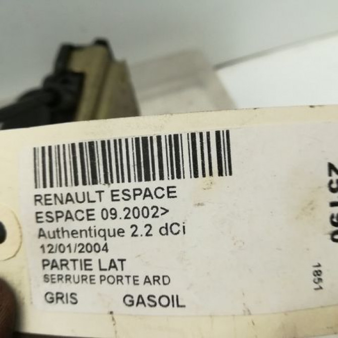 Serrure porte ard occasion RENAULT ESPACE IV Phase 1 09-2002->03-2006 2.2 DCI 8200017964 6