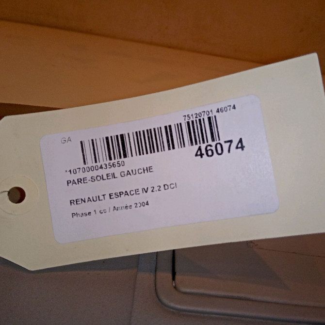 Pare-soleil gauche occasion RENAULT ESPACE IV Phase 1 09-2002->03-2006 2.2 DCI 8200413904 4