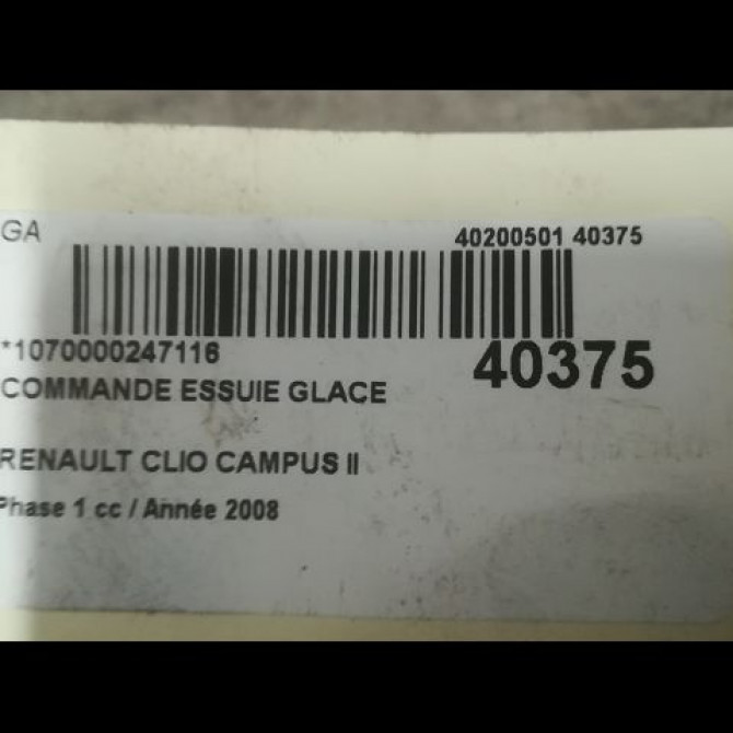 Commande essuie glace occasion RENAULT CLIO CAMPUS II Phase 1 07-2006->07-2009 1.5 DCI 65ch 3