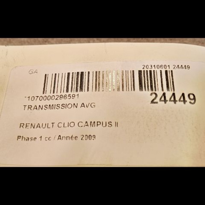 Transmission avant gauche occasion RENAULT CLIO CAMPUS II Phase 1 07-2006->07-2009 1.5 DCI 65ch 8200543868 4