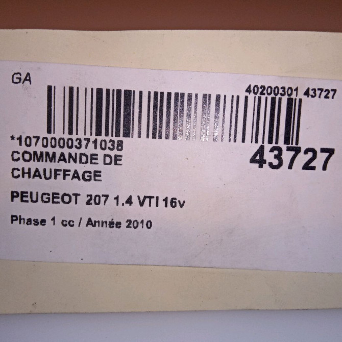 Commande de chauffage occasion PEUGEOT 207 Phase 1 04-2006->06-2013 1.4 VTI 16v 95ch 6452R4 4
