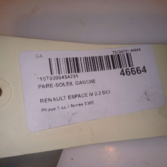 Pare-soleil gauche occasion RENAULT ESPACE IV Phase 1 09-2002->03-2006 2.2 DCI 8200413904 4
