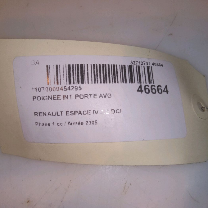 Poignee int porte avg occasion RENAULT ESPACE IV Phase 1 09-2002->03-2006 2.2 DCI 8200000723 4