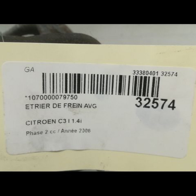 Etrier de frein avant gauche occasion CITROEN C3 I Phase 2 10-2005->12-2010 1.4i 1607377680 3
