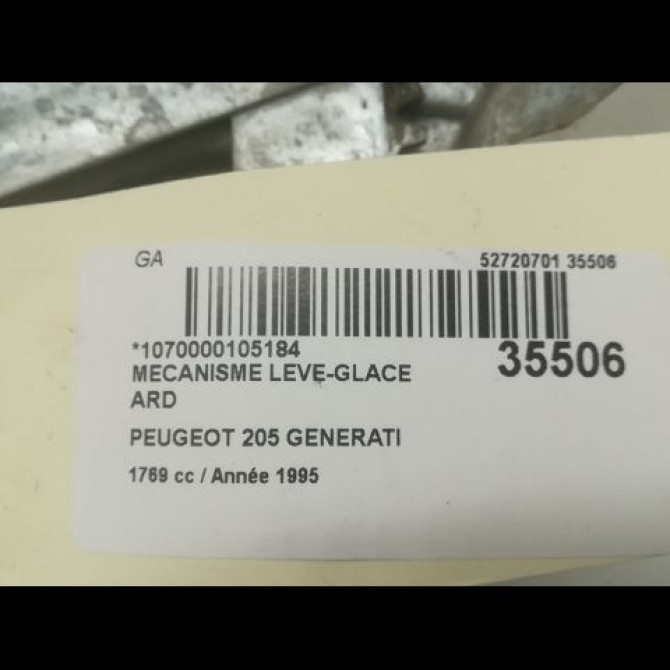 Mecanisme leve-glace arrière droit occasion PEUGEOT 205 205 Phase 2 1987-07-01->1998-12-31 1.7 D 60ch 922414 4
