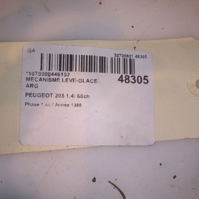 Mecanisme leve-glace arrière gauche occasion PEUGEOT 205 Phase 1 03-1983->07-1987 1.4i 60ch 922314 4