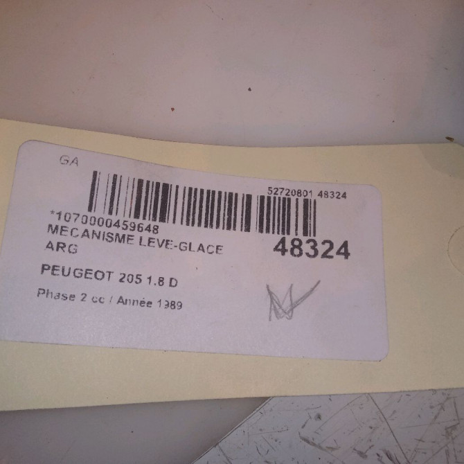 Mecanisme leve-glace arrière gauche occasion PEUGEOT 205 205 Phase 2 1987-07-01->1998-12-31 1.8 D 922314 4