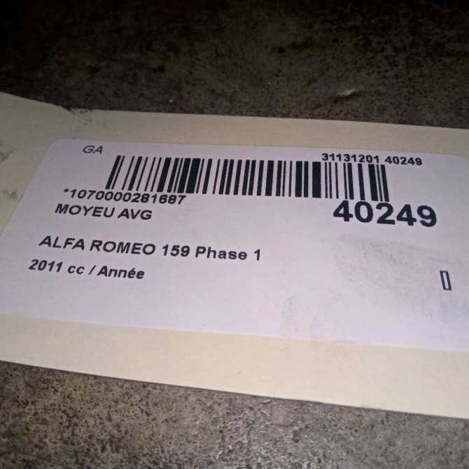 Moyeu avg occasion ALFA ROMEO 159 Phase 1 SW 03-2006->05-2013 71753815 3