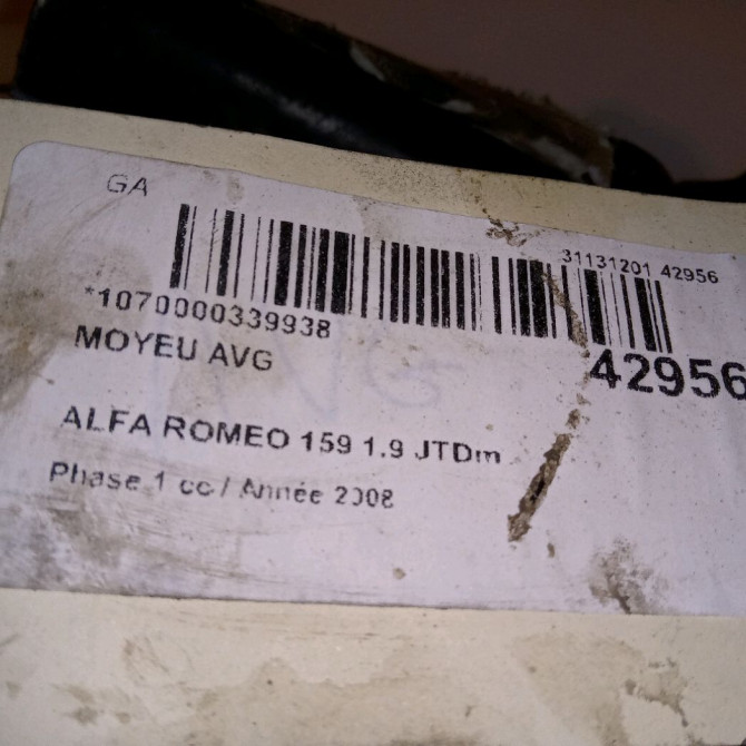 Moyeu avg occasion ALFA ROMEO 159 Phase 1 09-2005->05-2013 1.9 JTDm 120ch 71753815 4