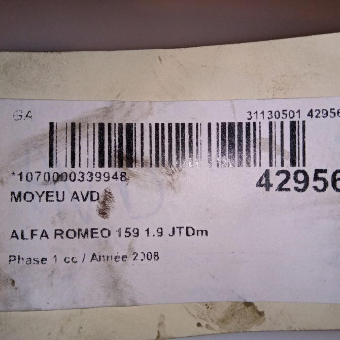 Moyeu avd occasion ALFA ROMEO 159 Phase 1 09-2005->05-2013 1.9 JTDm 120ch 71753815 4
