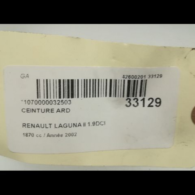 Ceinture arrière droite occasion RENAULT LAGUNA II Phase 1 11-2000->03-2005 1.9 DCI 120ch 5