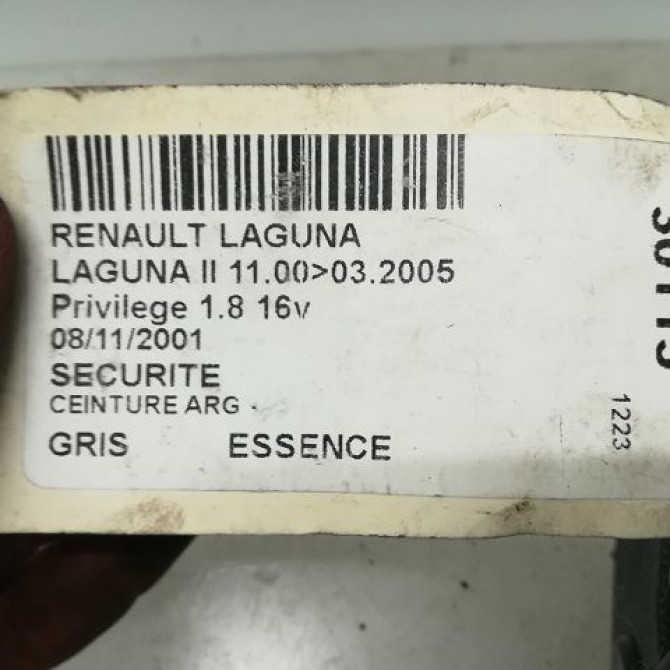 Ceinture arrière gauche occasion RENAULT LAGUNA II Phase 1 11-2000->03-2005 1.6 16v 3