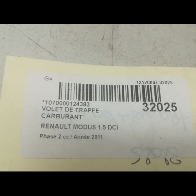 Volet de trappe carburant occasion RENAULT MODUS Phase 2 01-2008->12-2012 1.5 DCI 75ch 8200213437 3