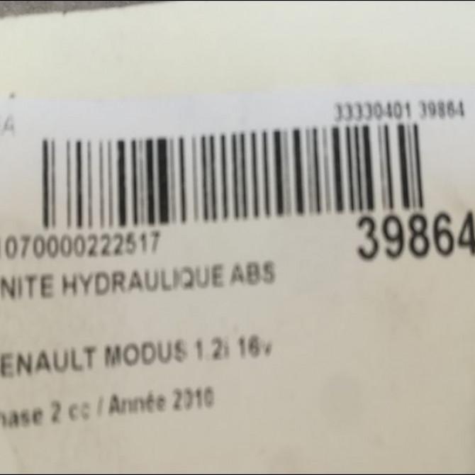 Unité hydraulique ABS occasion RENAULT MODUS Phase 2 01-2008->12-2012 1.2i 16v 75ch 3