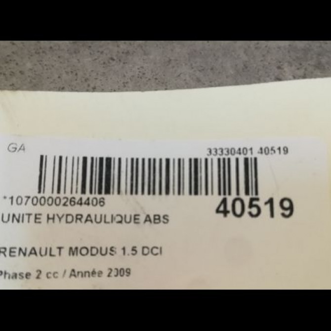 Unité hydraulique ABS occasion RENAULT MODUS Phase 2 01-2008->12-2012 1.5 DCI 85ch 3
