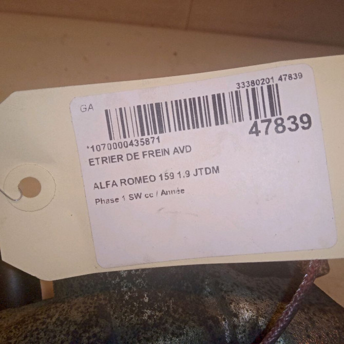 Etrier de frein avant droit occasion ALFA ROMEO 159 Phase 1 04-1995->04-1999 1.9 JTDM 150ch 71793102 5