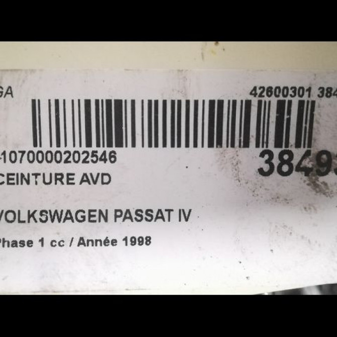 Ceinture avant droite occasion VOLKSWAGEN PASSAT IV Phase 1 10-1996->10-2000 1.9 TDI 110ch 3B1857706BQ44 3