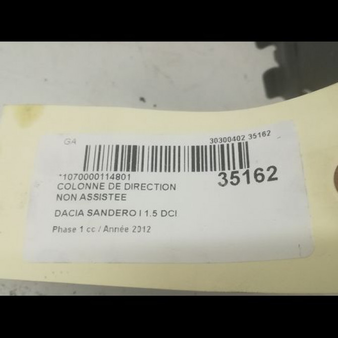 Colonne de direction non assistee occasion DACIA SANDERO I Phase 1 06-2008->10-2012 1.5 DCI 90ch 488102002R 3