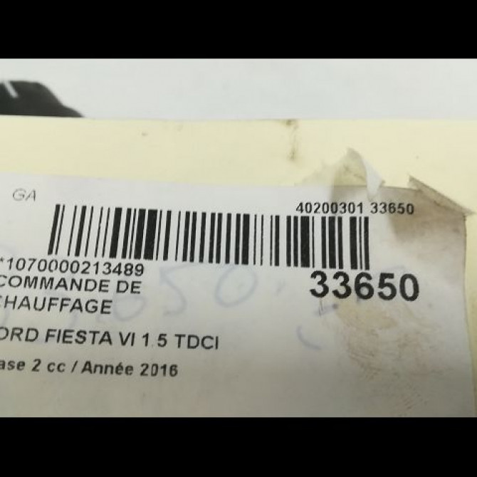 Commande de chauffage occasion FORD FIESTA VI Phase 2 11-2012->... 1.5 TDCI 75ch 3