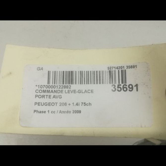 Commande lève-glace porte avant gauche occasion PEUGEOT 206 + Phase 1 03-2009->05-2013 1.4i 75ch 3