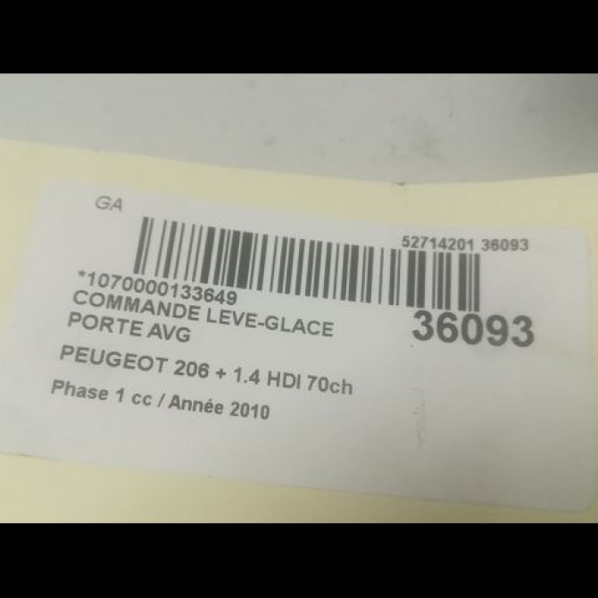 Commande lève-glace porte avant gauche occasion PEUGEOT 206 + Phase 1 03-2009->05-2013 1.4 HDI 70ch 3
