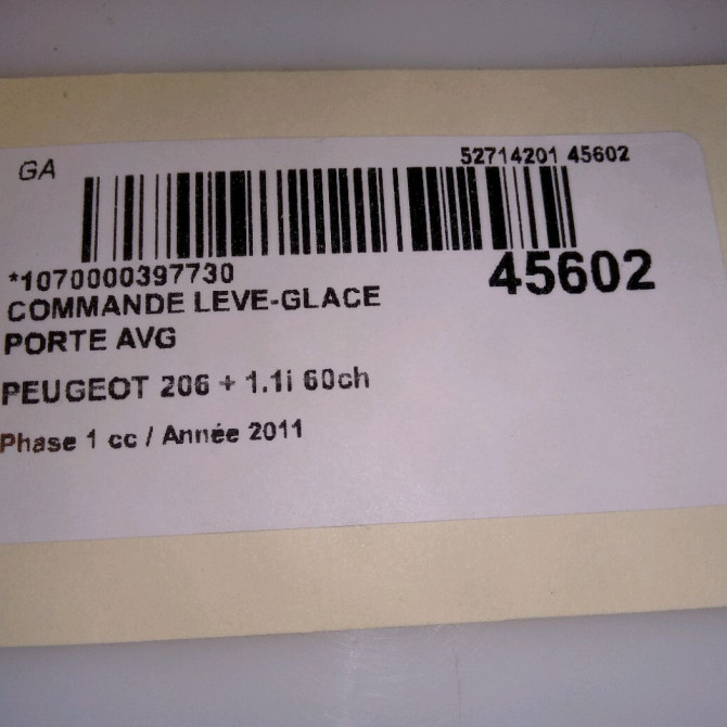 Commande lève-glace porte avant gauche occasion PEUGEOT 206 + Phase 1 03-2009->05-2013 1.1i 60ch 5