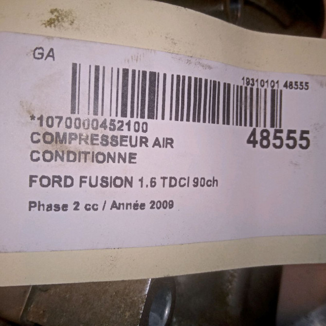 Compresseur air conditionne occasion FORD FUSION Phase 2 10-2005->09-2011 1.6 TDCI 90ch 7