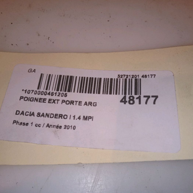 Poignee ext porte arg occasion DACIA SANDERO I Phase 1 06-2008->10-2012 1.4 MPI 75ch 806074969R 5