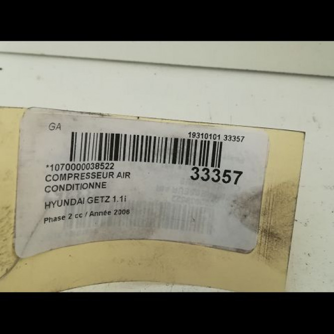 Compresseur air conditionne occasion HYUNDAI GETZ Phase 2 11-2005->10-2010 1.1i 977011C100 3