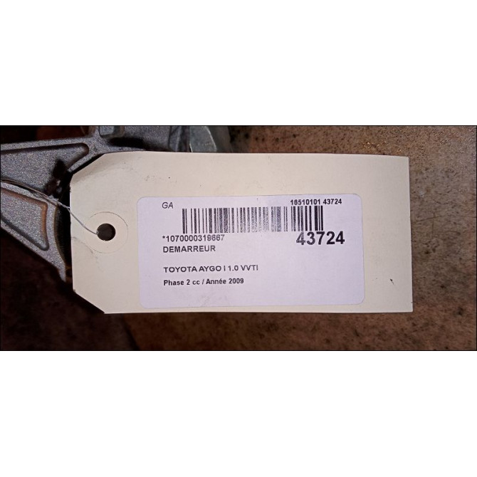 Démarreur occasion TOYOTA AYGO I Phase 2 01-2009->06-2012 1.0 VVTI 281000Q02184 3