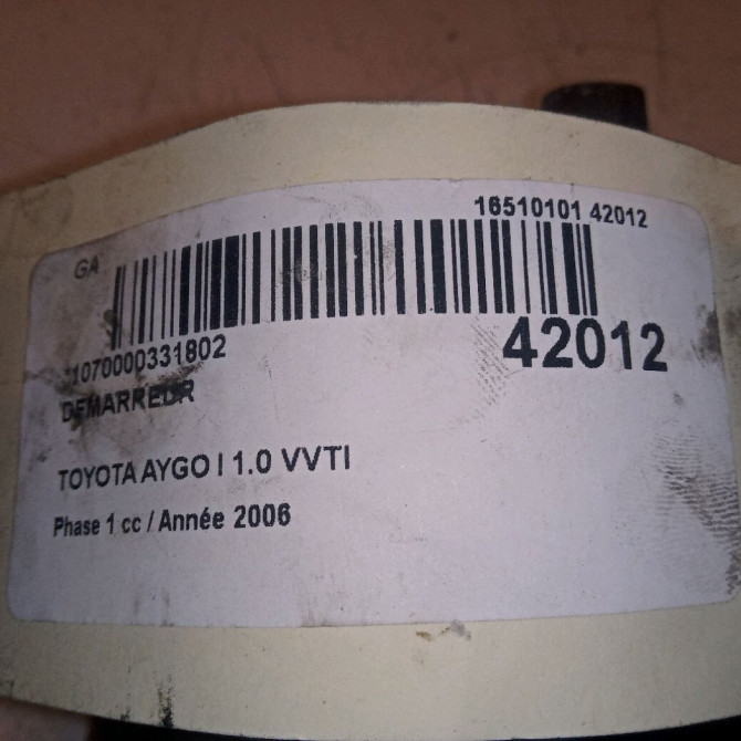 Démarreur occasion TOYOTA AYGO I Phase 1 06-2005->11-2009 1.0 VVTI 281000Q02184 6