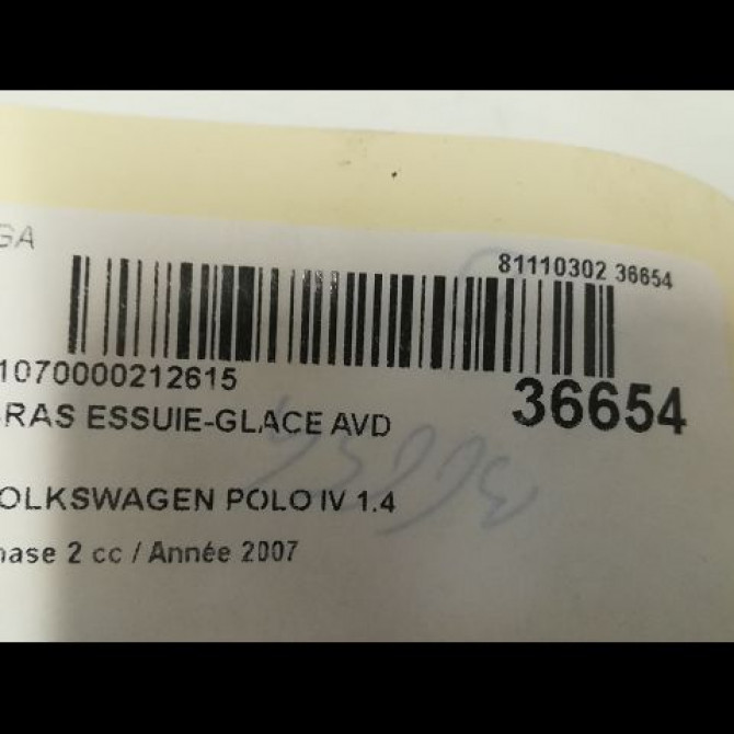 Bras essuie-glace avant droit occasion VOLKSWAGEN POLO IV Phase 2 05-2005->09-2009 1.4 TDI 80ch 6Q1955409D 2