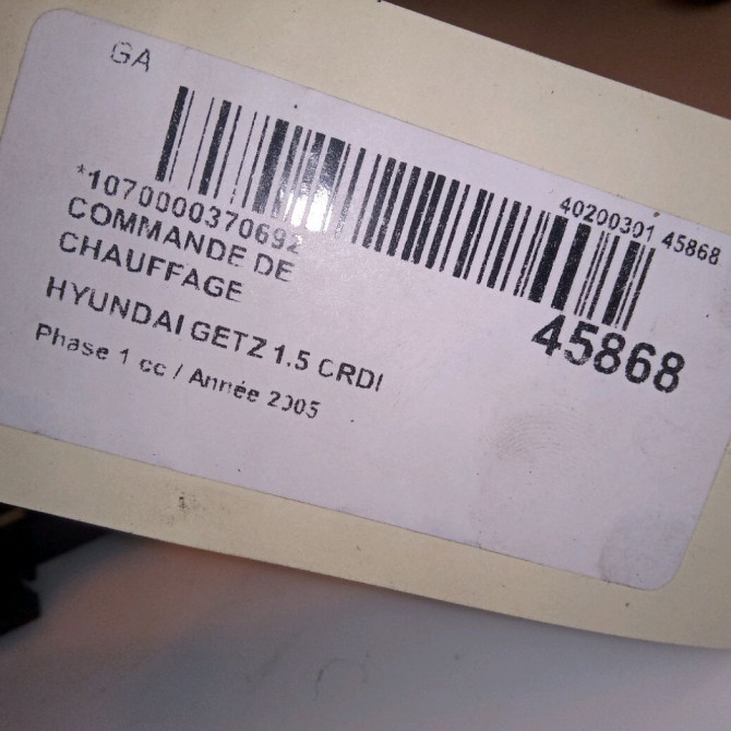 Commande de chauffage occasion HYUNDAI GETZ Phase 1 09-2002->11-2005 1.5 CRDI 4
