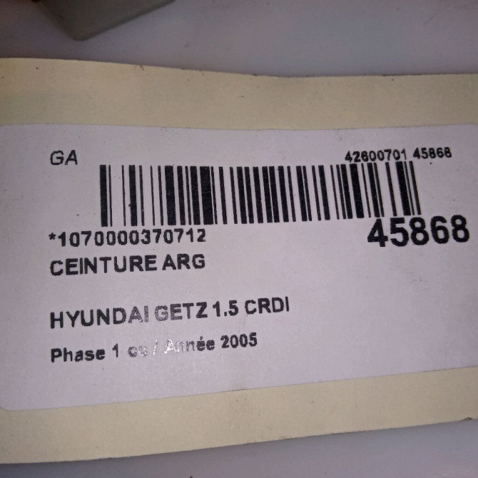Ceinture arrière gauche occasion HYUNDAI GETZ Phase 1 09-2002->11-2005 1.5 CRDI 898101C000BJ 4