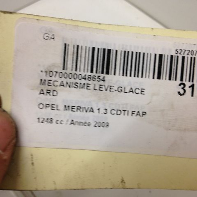 Mecanisme leve-glace arrière droit occasion OPEL MERIVA I Phase 2 01-2006->09-2010 1.3 CDTI 75ch 93362664 3